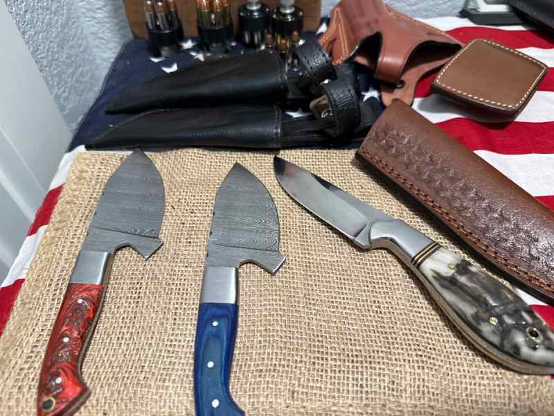 Custom handmade in usa damascus and skinning blade
