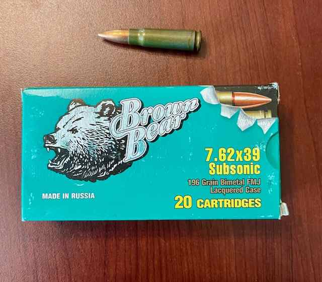 Brown Bear 7.62 x 39 Subsonic ammo