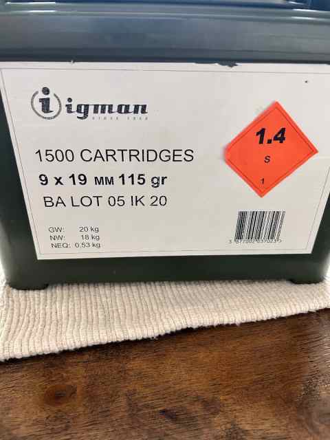 1500 rounds 115gr Inman 9mm