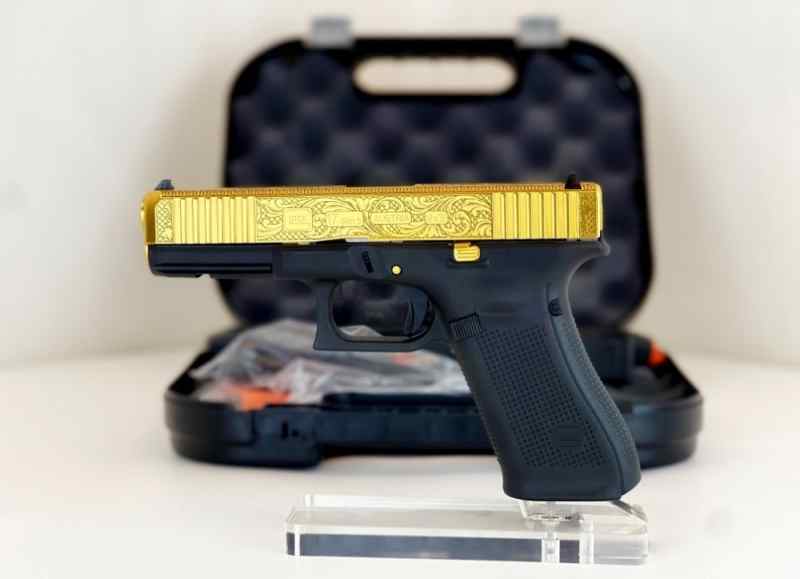 Gold TiN Engraved Glock 17 Gen 5