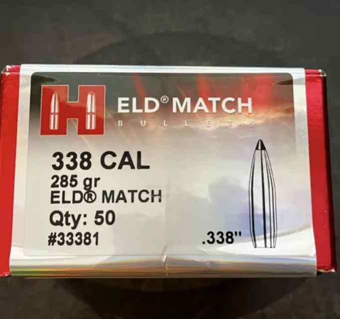Hornady 338 285 GN ELD Match Projectiles 