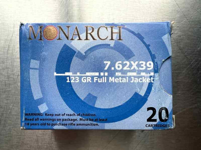 7.62x39mm Russian 123GR FMJ Monarch 1040 rounds