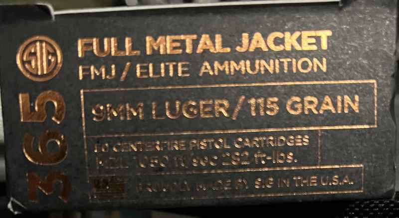 Sig 365 9mm FMJ Ammo