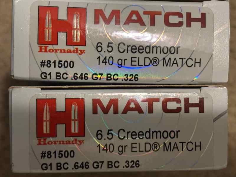 60rds 6.5 Creedmore Hornady 140gr match 