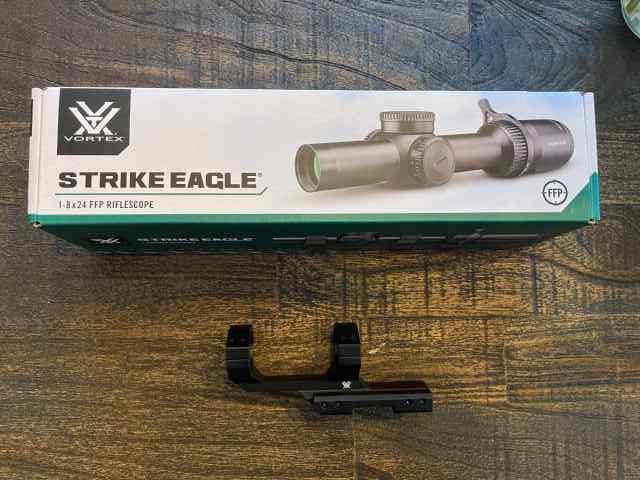 Vortex Strike Eagle 1x8 FFP, New In Box w/ Mount